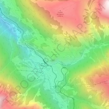 Topografisk kort Latsch, højde, terræn