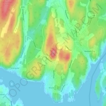 Topografisk kort Vetan, højde, terræn