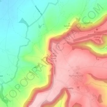 Topografisk kort Coaley Peak, højde, terræn