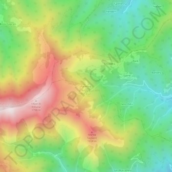 Topografisk kort Paraloup, højde, terræn