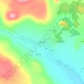 Topografisk kort Kusmark, højde, terræn