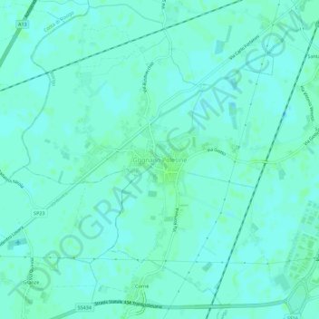 Topografisk kort Grignano Polesine, højde, terræn