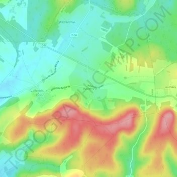 Topografisk kort Baslières, højde, terræn
