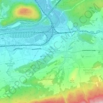 Topografisk kort Stobitzen, højde, terræn