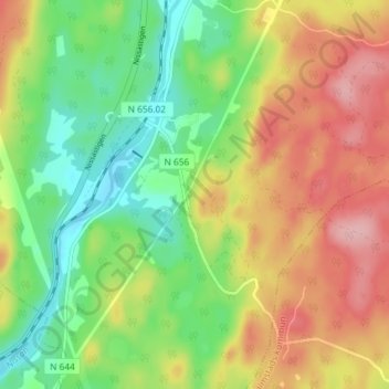 Topografisk kort Moshult, højde, terræn