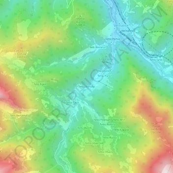 Topografisk kort Tetto Bertola, højde, terræn