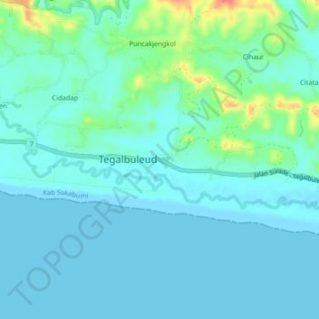 Topografisk kort Panaruban, højde, terræn