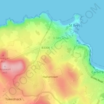 Topografisk kort Penbeagle, højde, terræn