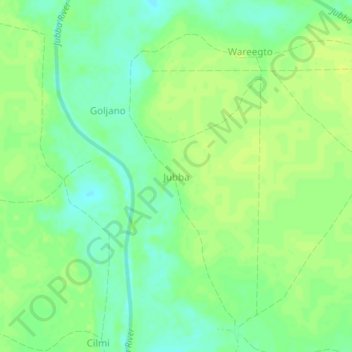 Topografisk kort Jubba, højde, terræn