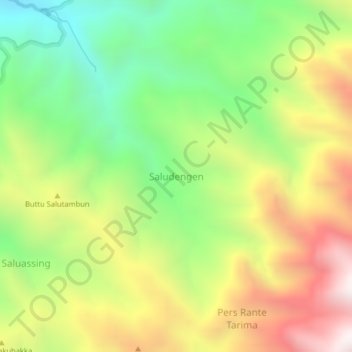 Topografisk kort Saludengen, højde, terræn