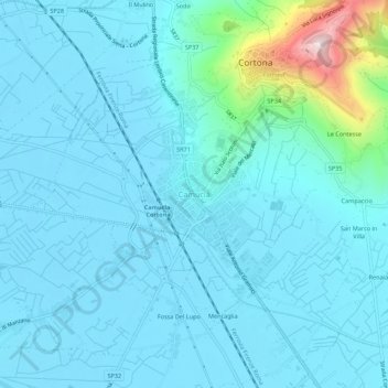 Topografisk kort Camucia, højde, terræn