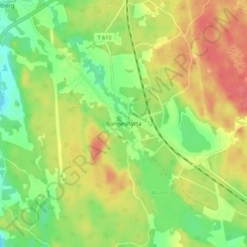 Topografisk kort Rönneshytta, højde, terræn