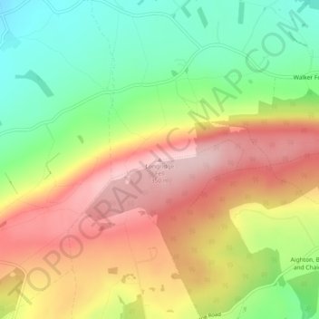 Topografisk kort Longridge Fell, højde, terræn