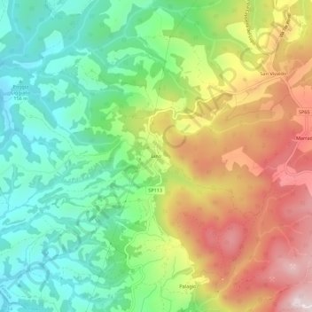 Topografisk kort Iano, højde, terræn