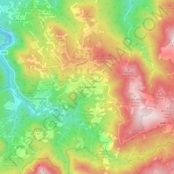 Topografisk kort Vara Superiore, højde, terræn