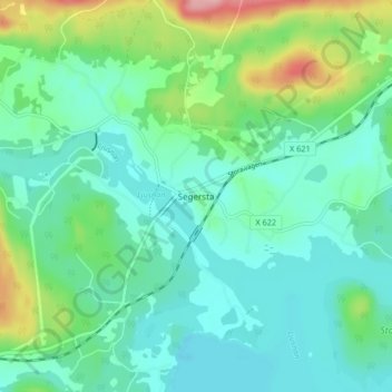 Topografisk kort Segersta, højde, terræn