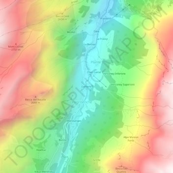 Topografisk kort Gerbelle, højde, terræn