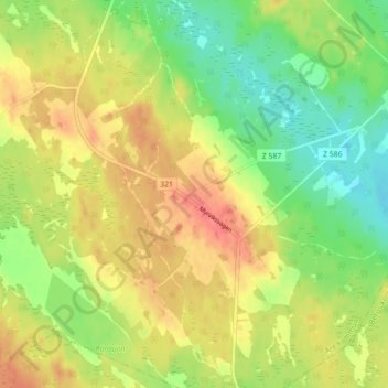 Topografisk kort Månsåsen, højde, terræn