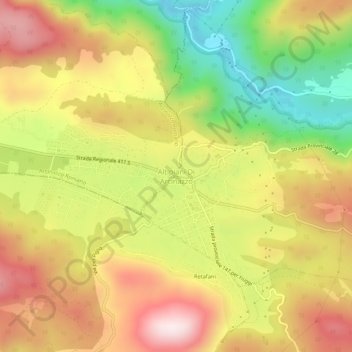 Topografisk kort Altipiani Di Arcinazzo, højde, terræn