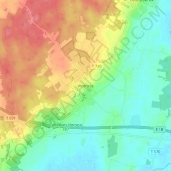 Topografisk kort Vintrosa, højde, terræn