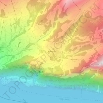 Topografisk kort Arvenbüel, højde, terræn