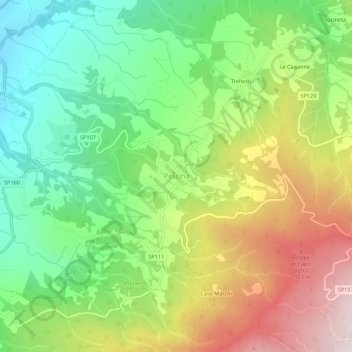 Topografisk kort Pescina, højde, terræn