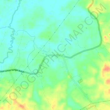 Topografisk kort Sungai Buluh, højde, terræn