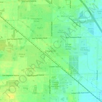 Topografisk kort New Bethel, højde, terræn
