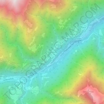 Topografisk kort Calasca Dentro, højde, terræn