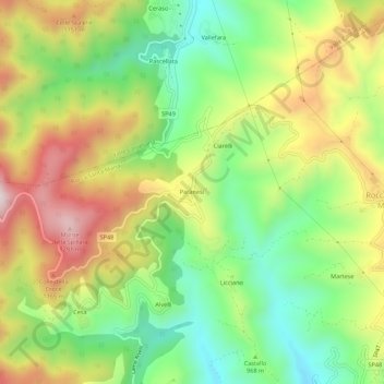 Topografisk kort Paranesi, højde, terræn