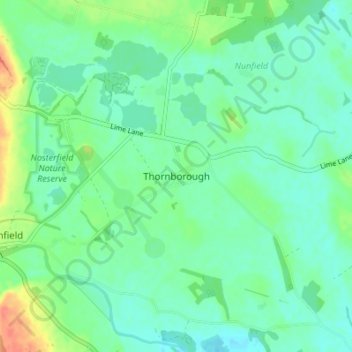 Topografisk kort Thornborough, højde, terræn