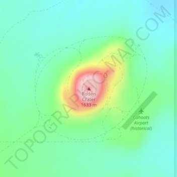 Topografisk kort Roden Crater, højde, terræn