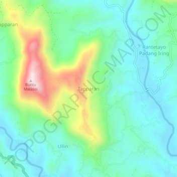 Topografisk kort Tapparan, højde, terræn
