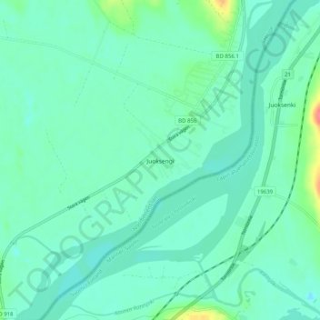 Topografisk kort Juoksengi, højde, terræn