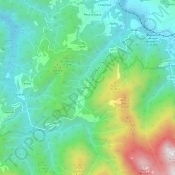 Topografisk kort Tenerano, højde, terræn