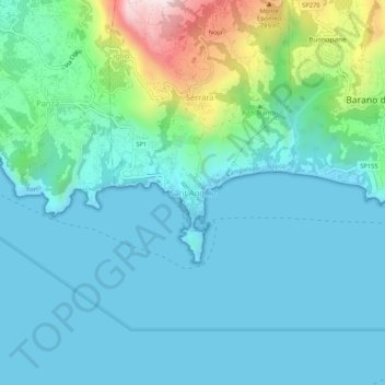 Topografisk kort Sant Angelo, højde, terræn