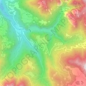 Topografisk kort Camposilvano, højde, terræn