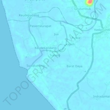 Topografisk kort Sialang, højde, terræn