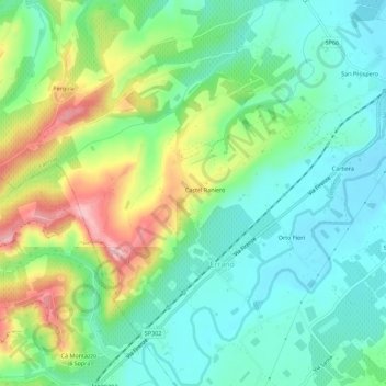 Topografisk kort Castel Raniero, højde, terræn