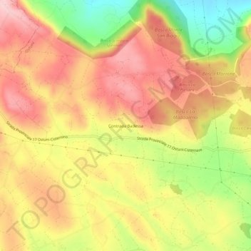 Topografisk kort Contrada Badessa, højde, terræn