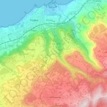 Topografisk kort Gasponi, højde, terræn