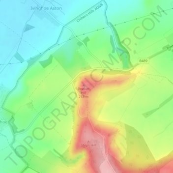 Topografisk kort Ivinghoe Beacon, højde, terræn