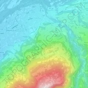 Topografisk kort Colderù, højde, terræn