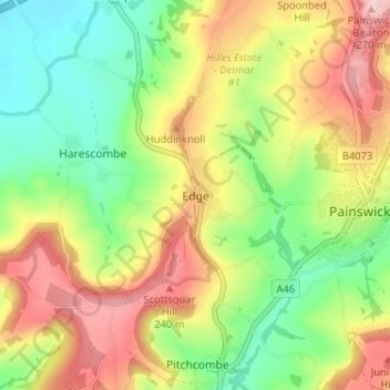 Topografisk kort Edge, højde, terræn