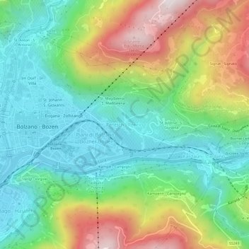 Topografisk kort Rentsch - Rencio, højde, terræn