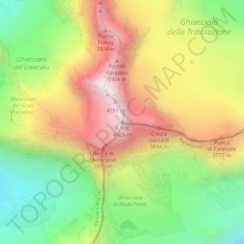 Topografisk kort Il Roc, højde, terræn