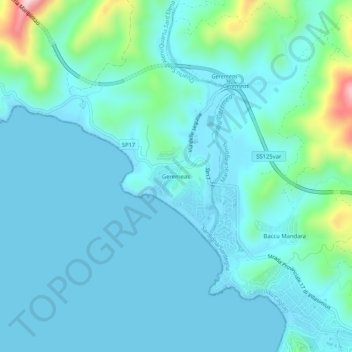 Topografisk kort Geremeas, højde, terræn