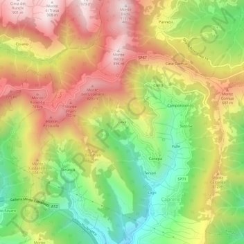 Topografisk kort Levà, højde, terræn