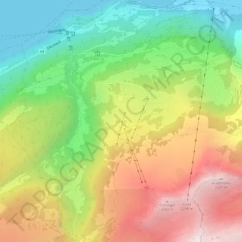Topografisk kort Axalp, højde, terræn
