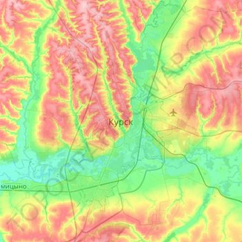Topografisk kort Kursk, højde, terræn